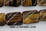 CTW380 15.5 inches 15*20mm twisted rectangle yellow tiger eye beads