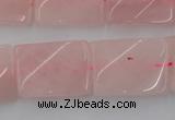 CTW391 15.5 inches 18*25mm twisted rectangle rose quartz beads