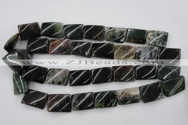 CTW395 15.5 inches 18*25mm twisted rectangle moss agate beads