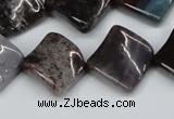 CTW41 15.5 inches 15*15mm twisted diamond moss agate beads