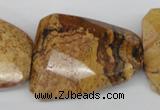 CTW425 15.5 inches 32*42mm faceted & twisted picture jasper beads