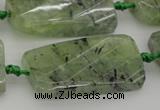 CTW454 20*38mm faceted & twisted rectangle green rutilated quartz beads
