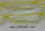 CTW455 20*38mm faceted & twisted rectangle lemon quartz beads