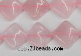 CTW48 15.5 inches 15*15mm twisted diamond rose quartz beads