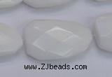 CTW507 15.5 inches 20*30mm faceted & twisted white porcelain beads