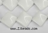 CTW57 15.5 inches 15*15mm twisted diamond white agate beads