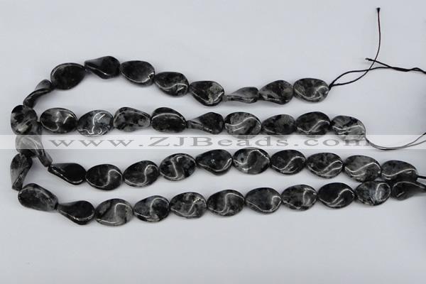 CTW64 15.5 inches 13*18mm twisted oval black labradorite beads