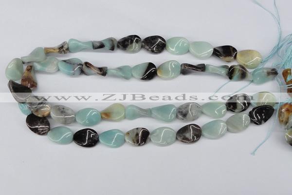 CTW65 15.5 inches 13*18mm twisted oval amazonite gemstone beads