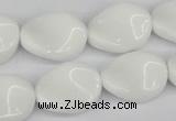 CTW76 15.5 inches 15*20mm twisted oval white agate gemstone beads