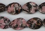 CTW84 15.5 inches 15*20mm twisted oval rhodonite gemstone beads