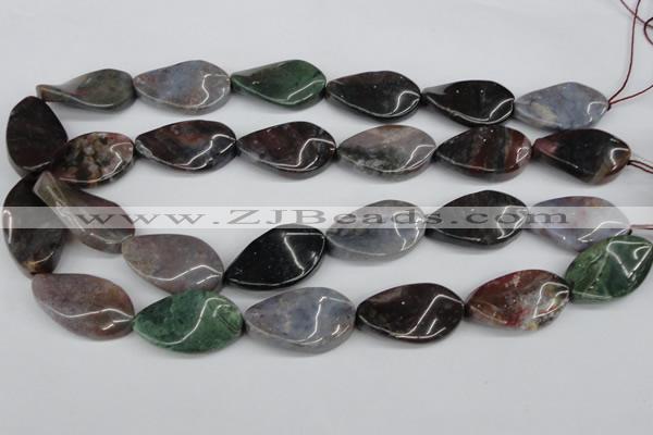 CTW92 15.5 inches 18*30mm twisted oval Indian agate gemstone beads