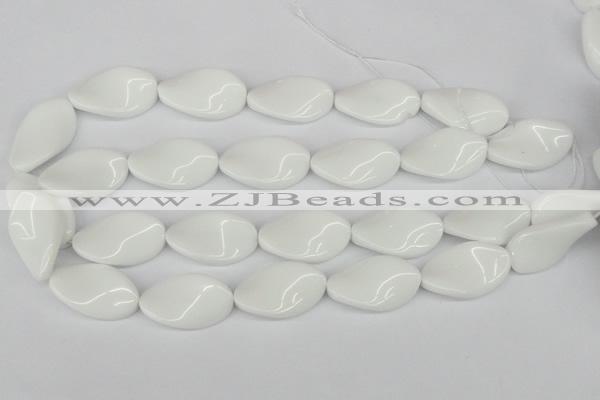 CTW99 15.5 inches 18*30mm twisted oval white agate gemstone beads