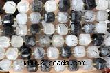 CUBE226 15 inches 10mm faceted cube black rutilated quartz beads wholesale