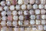 CUBE227 15 inches 10mm faceted cube strawberry quartz beads wholesale
