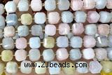 CUBE230 15 inches 10mm faceted cube morganite beads wholesale