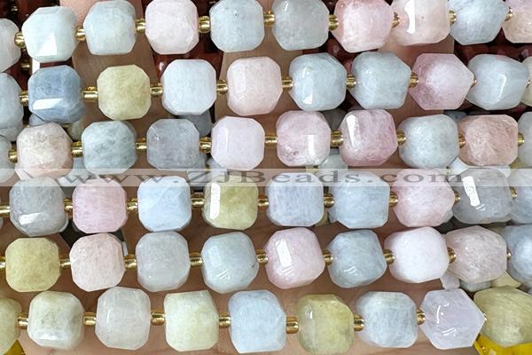 CUBE230 15 inches 10mm faceted cube morganite beads wholesale