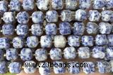 CUBE231 15 inches 10mm faceted cube blue spot stone beads wholesale