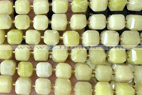 CUBE236 15 inches 10mm faceted cube jade beads wholesale