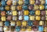CUBE240 15 inches 10mm faceted cube ocean agate beads wholesale