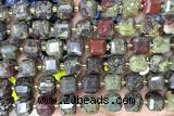 CUBE249 15 inches 10mm faceted cube dragon blood jasper beads wholesale