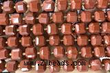 CUBE252 15 inches 10mm faceted cube red jasper beads wholesale