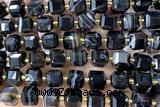 CUBE254 15 inches 10mm faceted cube black agate beads wholesale