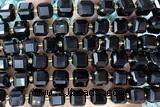 CUBE255 15 inches 10mm faceted cube black agate beads wholesale
