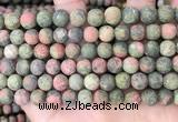 CUG192 15.5 inches 8mm round matte unakite beads wholesale