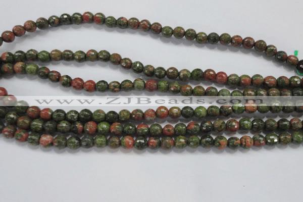 CUG300 15.5 inches 4mm faceted round unakite gemstone beads