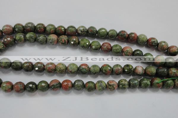 CUG302 15.5 inches 8mm faceted round unakite gemstone beads