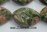 CUG64 16 inches 22*30mm twisted leaf natural unakite beads wholesale