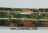 CUG72 15.5 inches 22*30mm flat tube unakite gemstone beads