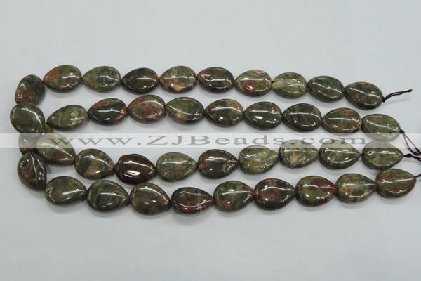 CUJ04 15.5 inches 15*20mm flat teardrop autumn jasper gemstone beads