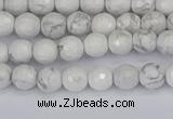 CWB230 15.5 inches 4mm faceted round white howlite beads