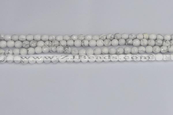 CWB231 15.5 inches 6mm faceted round white howlite beads