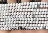 CWB250 15.5 inches 4mm round matte white howlite beads wholesale