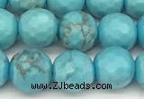 CWB260 15 inches 6mm faceted round howlite turquoise beads