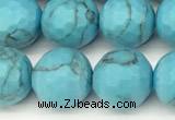 CWB261 15 inches 8mm faceted round howlite turquoise beads