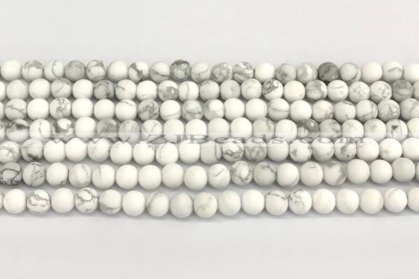 CWB271 15 inches 6mm round matte howlite turquoise beads