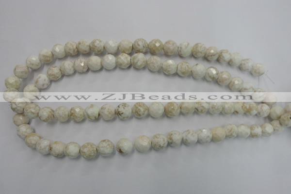 CWB303 15.5 inches 10mm faceted round howlite turquoise beads