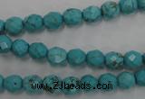 CWB421 15.5 inches 6mm faceted round howlite turquoise beads