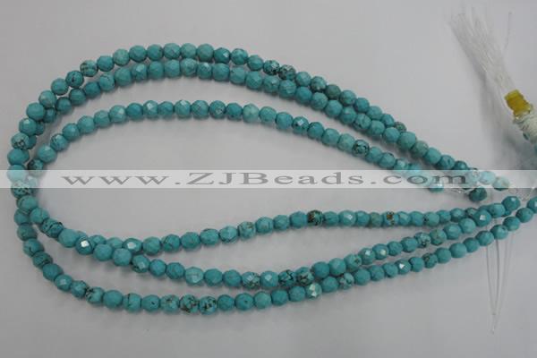 CWB421 15.5 inches 6mm faceted round howlite turquoise beads