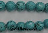 CWB423 15.5 inches 10mm faceted round howlite turquoise beads