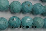 CWB425 15.5 inches 14mm faceted round howlite turquoise beads