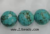 CWB427 15.5 inches 16mm faceted round howlite turquoise beads