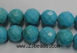 CWB434 15.5 inches 12mm faceted round howlite turquoise beads