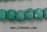 CWB452 15.5 inches 10*14mm faceted rondelle howlite turquoise beads