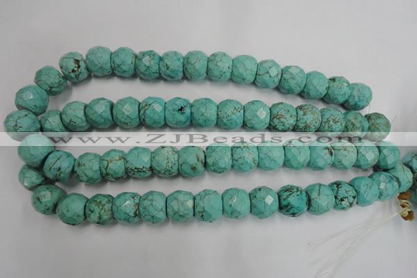 CWB458 15.5 inches 13*15mm faceted rondelle howlite turquoise beads