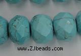 CWB462 15.5 inches 14*20mm faceted rondelle howlite turquoise beads