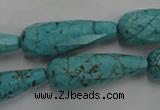 CWB472 15.5 inches 10*30mm faceted teardrop howlite turquoise beads